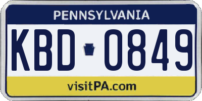 PA license plate KBD0849