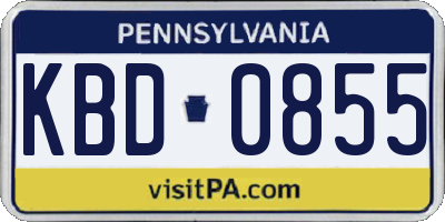 PA license plate KBD0855