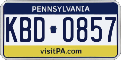 PA license plate KBD0857