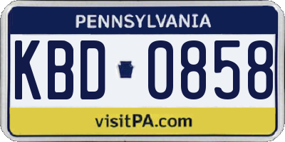 PA license plate KBD0858