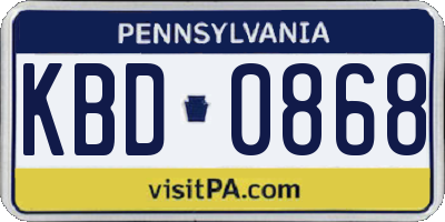 PA license plate KBD0868
