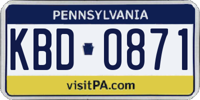 PA license plate KBD0871