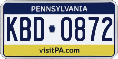 PA license plate KBD0872