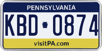PA license plate KBD0874
