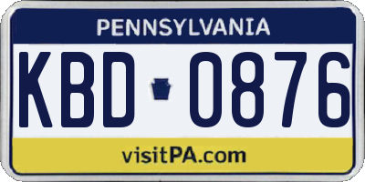 PA license plate KBD0876