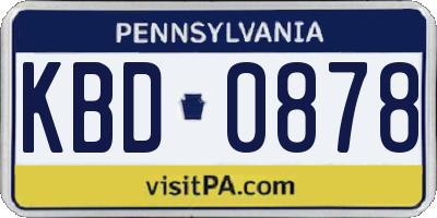 PA license plate KBD0878