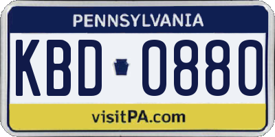 PA license plate KBD0880
