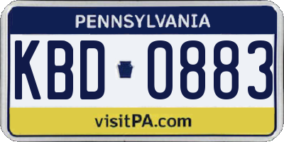 PA license plate KBD0883