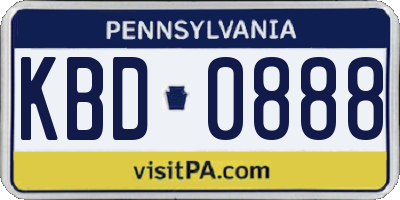 PA license plate KBD0888
