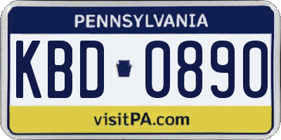 PA license plate KBD0890