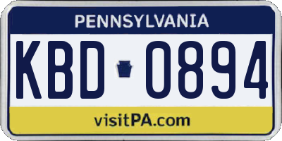 PA license plate KBD0894