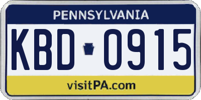 PA license plate KBD0915