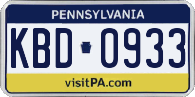 PA license plate KBD0933