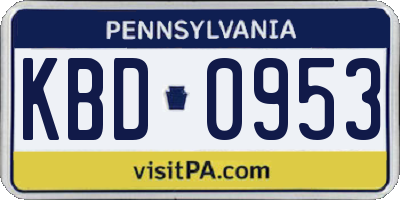 PA license plate KBD0953