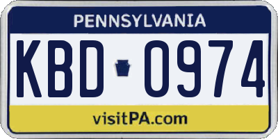 PA license plate KBD0974