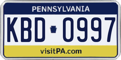 PA license plate KBD0997