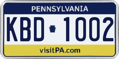 PA license plate KBD1002