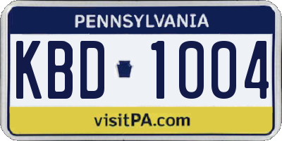 PA license plate KBD1004