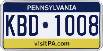 PA license plate KBD1008