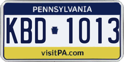 PA license plate KBD1013