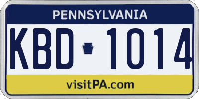 PA license plate KBD1014