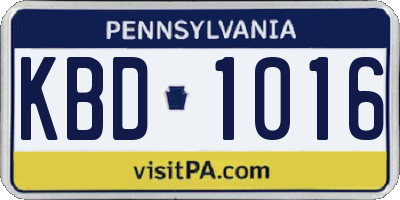 PA license plate KBD1016