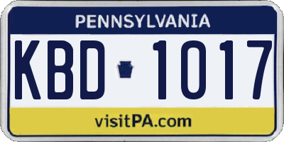 PA license plate KBD1017