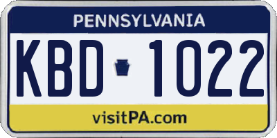 PA license plate KBD1022