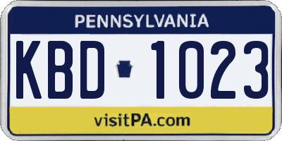 PA license plate KBD1023