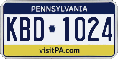 PA license plate KBD1024