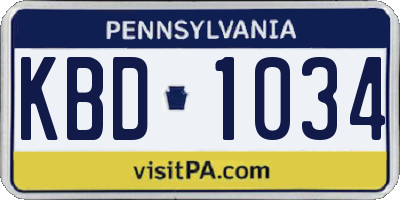 PA license plate KBD1034