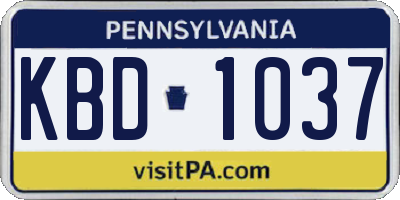 PA license plate KBD1037