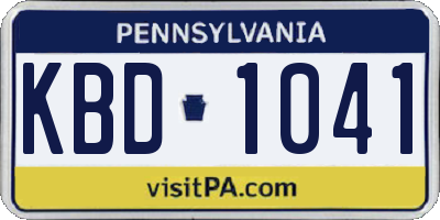 PA license plate KBD1041