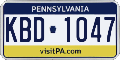 PA license plate KBD1047