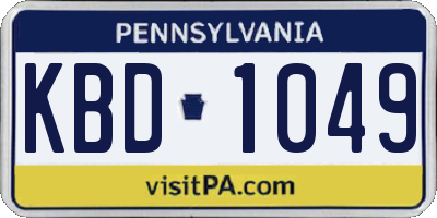 PA license plate KBD1049