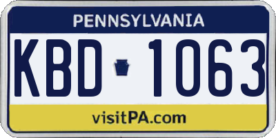 PA license plate KBD1063
