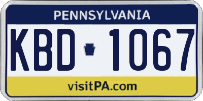 PA license plate KBD1067