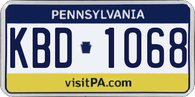 PA license plate KBD1068
