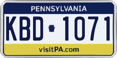 PA license plate KBD1071
