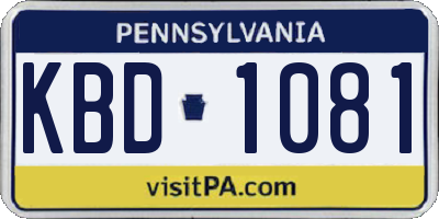 PA license plate KBD1081