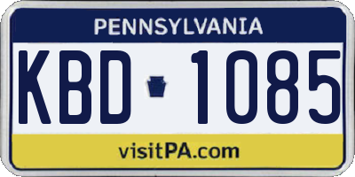 PA license plate KBD1085
