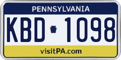 PA license plate KBD1098