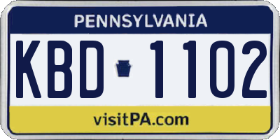 PA license plate KBD1102