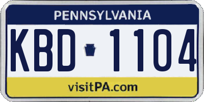 PA license plate KBD1104