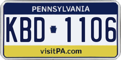 PA license plate KBD1106