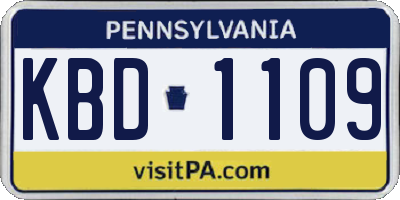 PA license plate KBD1109