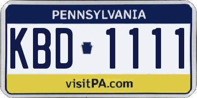 PA license plate KBD1111