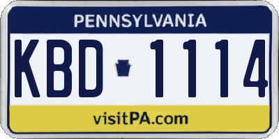 PA license plate KBD1114