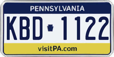 PA license plate KBD1122