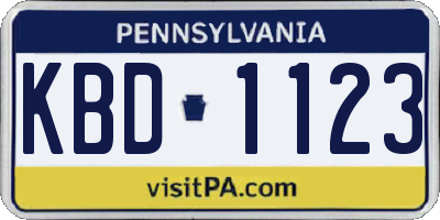 PA license plate KBD1123